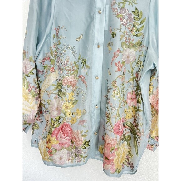 ZIMMERMANN Waverly Floral-Print Shirt Light Blue Silk Size AU 0P/ US 2P - Picture 10 of 14